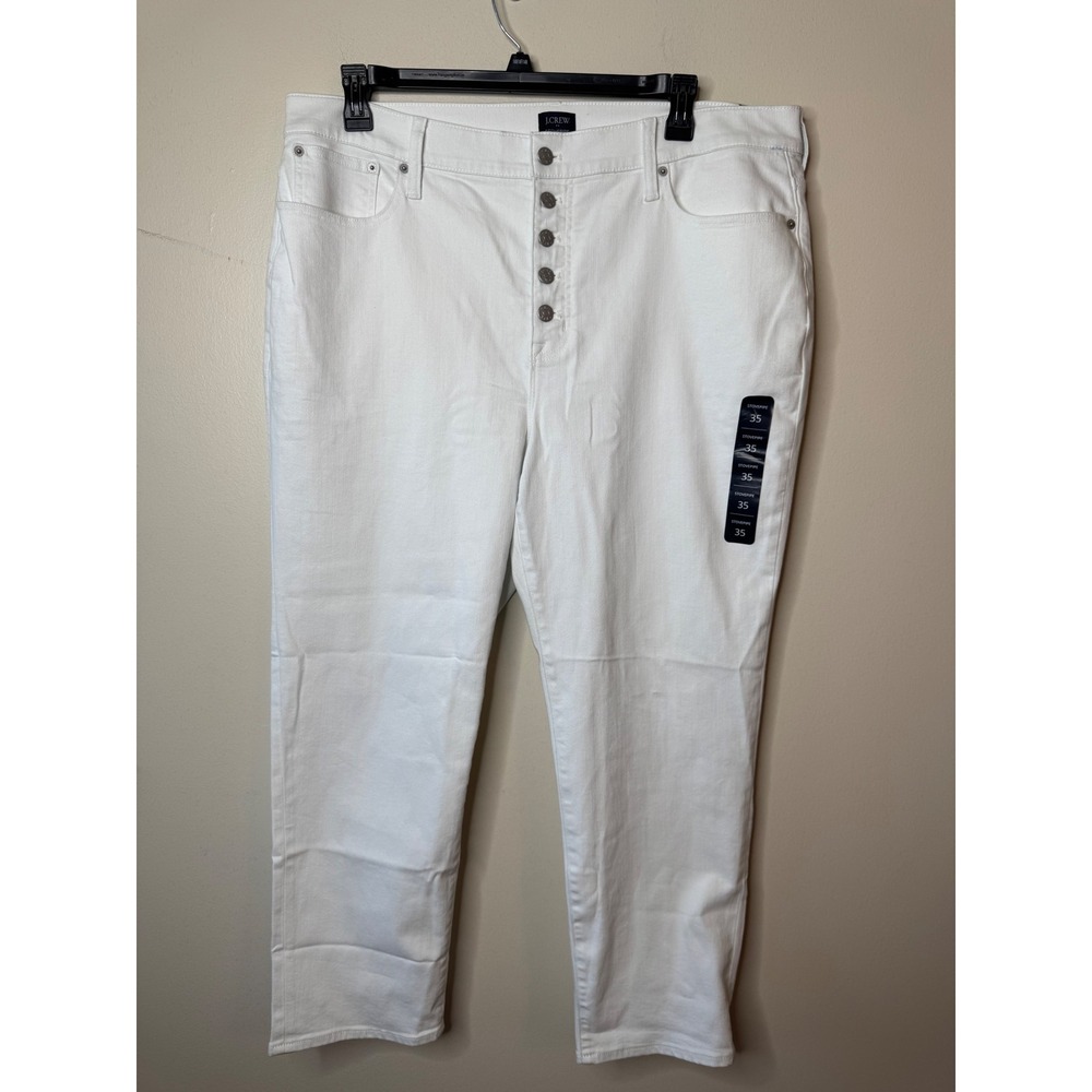 J.Crew Stovepipe Jeans White Signature Stretch+ Button Fly